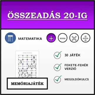 Memóriajáték: Összeadás 20-ig