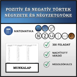 Munkalap: Pozitív és negatív törtek négyzete és négyzetgyöke