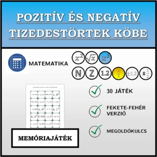 Memóriajáték: Pozitív és negatív tizedestörtek köbe