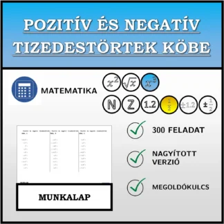 Munkalap: Pozitív és negatív tizedestörtek köbe