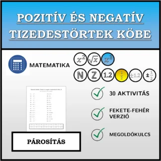 Párosító feladat: Pozitív és negatív tizedestörtek köbe