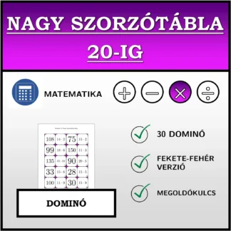 Dominó: Nagy szorzótábla 20-ig