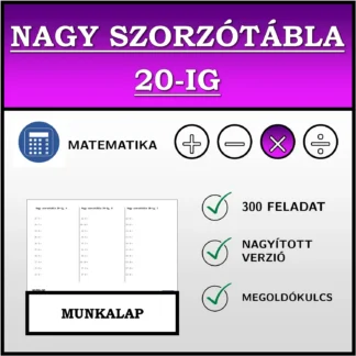 Munkalap: Nagy szorzótábla 20-ig