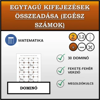 Dominó: Egytagú kifejezések összeadása (egész számok)