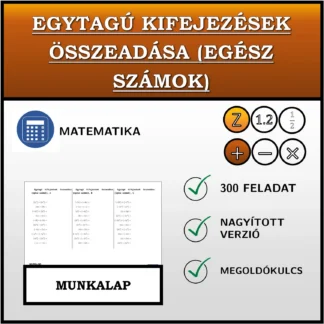 Munkalap: Egytagú kifejezések összeadása (egész számok)