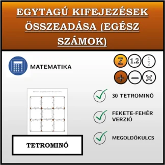 Tetrominó: Egytagú kifejezések összeadása (egész számok)