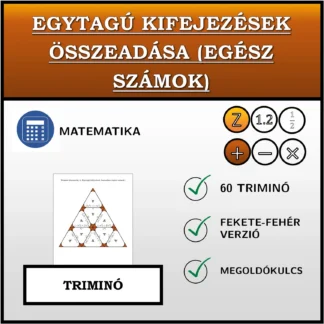 Triminó: Egytagú kifejezések összeadása (egész számok)