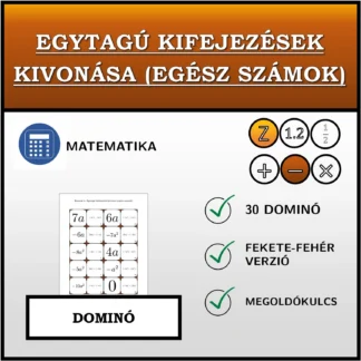 Dominó: Egytagú kifejezések kivonása (egész számok)