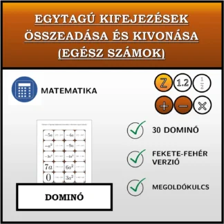 Dominó: Egytagú kifejezések összeadása és kivonása (egész számok)