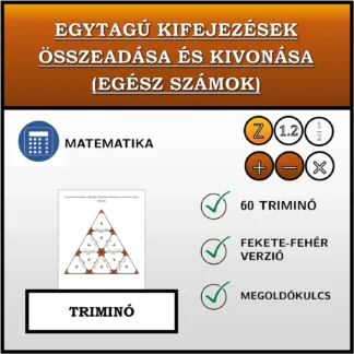Triminó: Egytagú kifejezések összeadása és kivonása (egész számok)