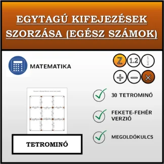 Tetrominó: Egytagú kifejezések szorzása (egész számok)