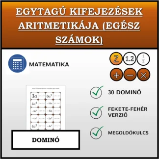 Dominó: Egytagú kifejezések aritmetikája (egész számok)