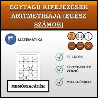 Memóriajáték: Egytagú kifejezések aritmetikája (egész számok)