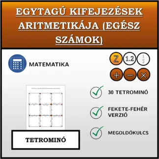 Tetrominó: Egytagú kifejezések aritmetikája (egész számok)