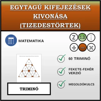 Triminó: Egytagú kifejezések kivonása (tizedestörtek)