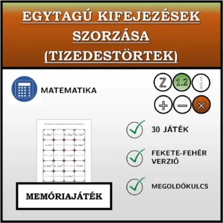 Memóriajáték: Egytagú kifejezések szorzása (tizedestörtek)