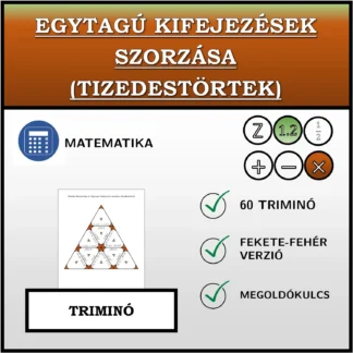 Triminó: Egytagú kifejezések szorzása (tizedestörtek)