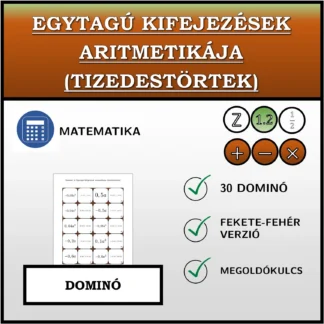 Dominó: Egytagú kifejezések aritmetikája (tizedestörtek)