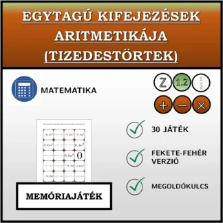 Memóriajáték: Egytagú kifejezések aritmetikája (tizedestörtek)