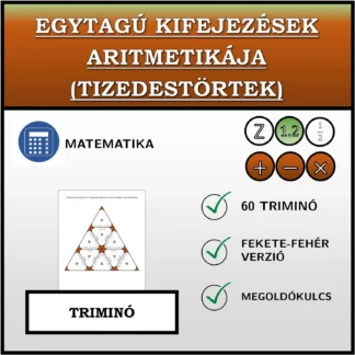 Triminó: Egytagú kifejezések aritmetikája (tizedestörtek)