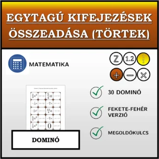 Dominó: Egytagú kifejezések összeadása (törtek)