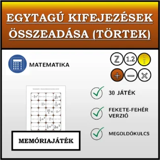 Memóriajáték: Egytagú kifejezések összeadása (törtek)