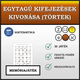 Memóriajáték: Egytagú kifejezések kivonása (törtek)
