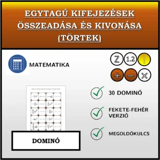 Dominó: Egytagú kifejezések összeadása és kivonása (törtek)