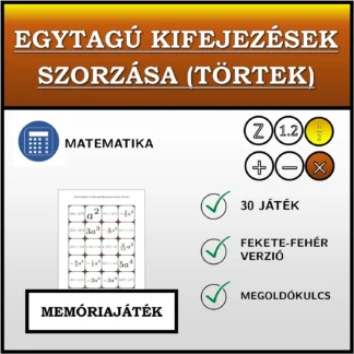 Memóriajáték: Egytagú kifejezések szorzása (törtek)