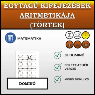 Dominó: Egytagú kifejezések aritmetikája (törtek)