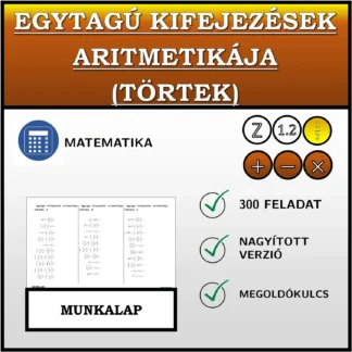 Munkalap: Egytagú kifejezések aritmetikája (törtek)