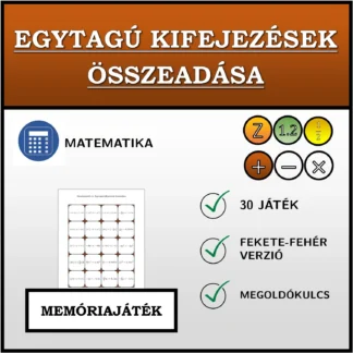Memóriajáték: Egytagú kifejezések összeadása
