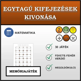 Memóriajáték: Egytagú kifejezések kivonása
