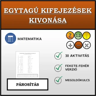 Párosító feladat: Egytagú kifejezések kivonása
