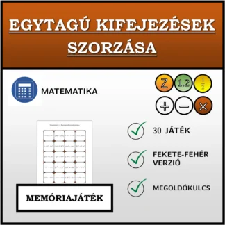 Memóriajáték: Egytagú kifejezések szorzása