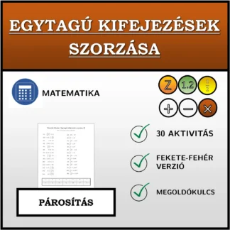Párosító feladat: Egytagú kifejezések szorzása