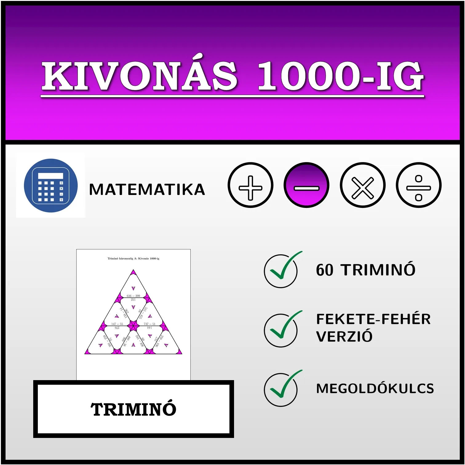 Triminó: Kivonás 1000-ig