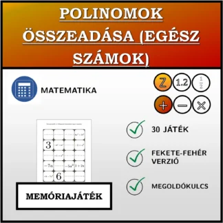 Memóriajáték: Polinomok összeadása (egész számok)