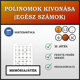 Memóriajáték: Polinomok kivonása (egész számok)