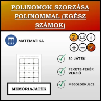 Memóriajáték: Polinomok szorzása polinommal (egész számok)