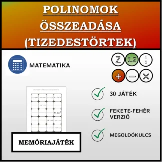 Memóriajáték: Polinomok összeadása (tizedestörtek)