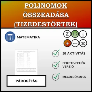 Párosító feladat: Polinomok összeadása (tizedestörtek)