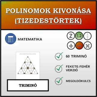 Triminó: Polinomok kivonása (tizedestörtek)