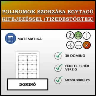 Dominó: Polinomok szorzása egytagú kifejezéssel (tizedestörtek)