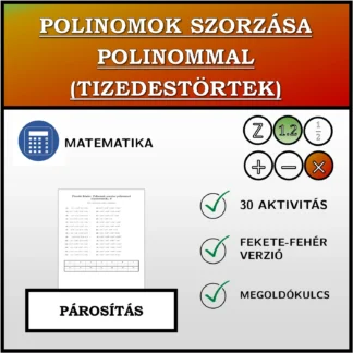 Párosító feladat: Polinomok szorzása polinommal (tizedestörtek)