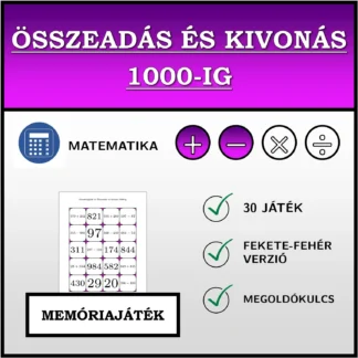 Memóriajáték: Összeadás és kivonás 1000-ig