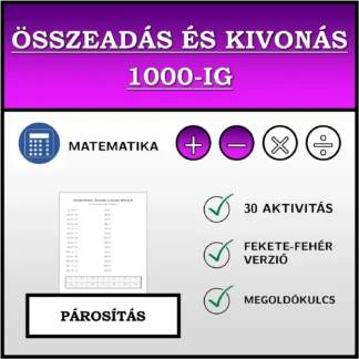 Párosító feladat: Összeadás és kivonás 1000-ig