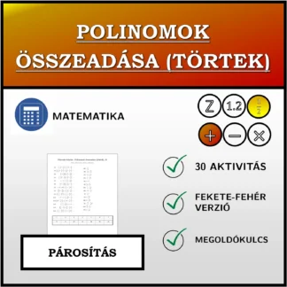 Párosító feladat: Polinomok összeadása (törtek)