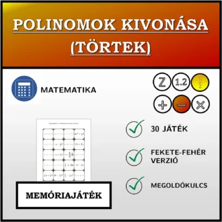 Memóriajáték: Polinomok kivonása (törtek)