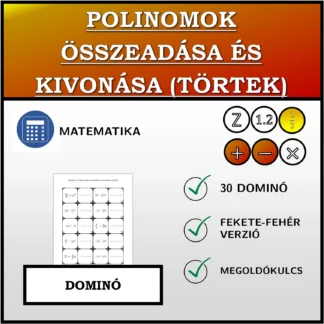 Dominó: Polinomok összeadása és kivonása (törtek)